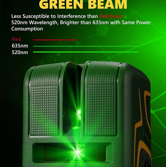 Cross Line Laser Level, with Expansion Angle, Type-C Rechargeable Battery, Green - Picture 3 of 9